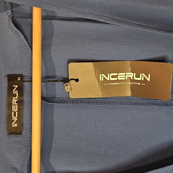 NWT Incerun Mens Sexy Blue Draped Blouse With Puffy Sleeve Sz. M  or Womans L - Picture 2 of 4